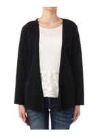 メランジニット×レース切り替えプルオーバー/ブラック(019)