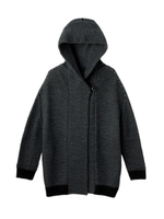 ライトアルパカウールフード付きカーディガン/ブラック(519)