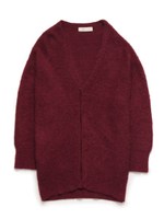 リブニットミドル丈カーディガン/WINE