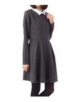 衿付き切り替えワンピース/ブラック(019)