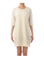 五分袖レース切り替えコクーンワンピース/オフホワイト(051)