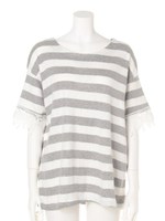 【LATINA】レーススリーブボーダーTOP/GRY