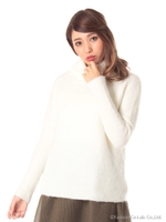 【dazzlin】オフタートルネックドルマンリブニット/ブルー