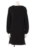 ケーブルボトルネックワンピース/チャコール