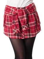チェック柄シャツモチーフスカパン/レッド