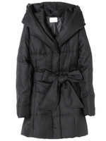 ボリュームフード中綿コート/BLACK