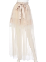 レース切替チュールスカート/ホワイト