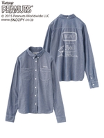 SNOOPY L/S DUNGAREE SHIRT/BLUE