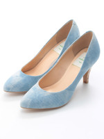 【enchanted】本革美脚アーモンドトゥパンプス/ライトブルー