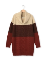 オフタートル3段ニットワンピース/ワインレッド(563)