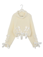 オフタートルリボンニット/ホワイト