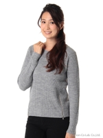 ジップポイント畦ニット/ライトグレー