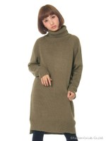 タートル畦編ロングワンピース/Khaki