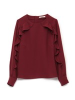 フリルデザインブラウス/WINE