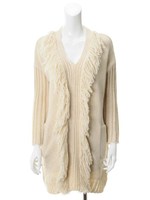 フリンジＶネックニットワンピース/ライトグレー