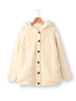 裏ボアケーブルニットカーディガン/オフホワイト(004)