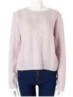 ケーブル編みニット/パステルパープル