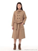 ダブルフェイスブロックチェックロングコート/チャコール