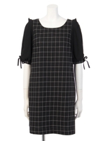 黒アソート袖シフォンワンピース/ブラック