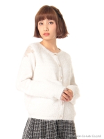 刺繍フェザーカーディガン/ホワイト