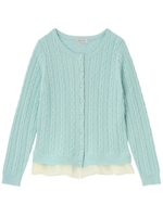 裾シフォンケーブルニットカーディガン/ベビーピンク(071)