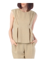 PARLMASEL 麻調フロントタックブラウス/サンドベージュ(053)