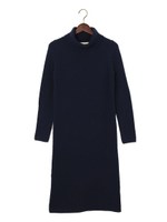 ★JC ニット フトリブ タートル ロング ワンピース/NAVY
