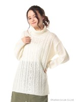 オフタートルフロントケーブルＡラインチュニック/Ivory