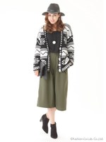 オルティガ柄ニットカーデ/BLK