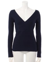 カシュクールリブニット/ネイビー