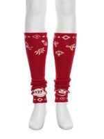 スロギー　ふわふわニット　レッグウォーマー　026/レッドｘだるま