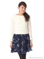 セットUP風オフショル花OP 3/サックス