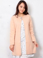 ノーカラーニットカーデ/ネイビー