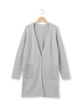 リブポケットロングニットカーディガン/ライトグレー(011)