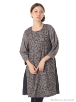 T/Rフラワー刺しゅうワンピース/ネイビー