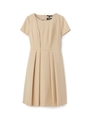 [L]ストレッチタックプリーツワンピース/ベージュ(052)
