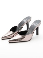 【R&E】ポインテッドメタリックミュール/ブロンズ