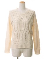 ローゲージケーブルニットトップス/ライトグレー