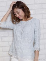 ぺプラムバテンレースブラウス/ラベンダー