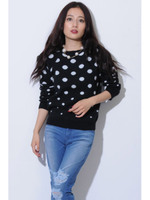 グラデドットニットTOP/WHITE