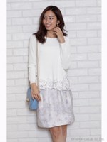 レース刺繍Aラインニット≪深田恭子さんドラマ着用≫/ホワイト
