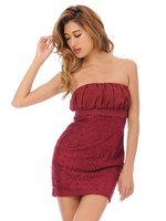 レース切替ベアワンピース/WINE