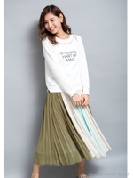 裏毛パールネックレスプルオーバー/グレー