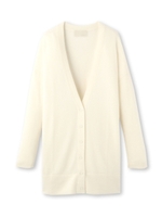 [L]ドロップショルダーロングニットカーディガン/アイボリー(004)