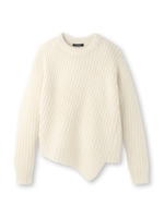 アルパカ混イレギュラーヘムニット/ホワイト(001)