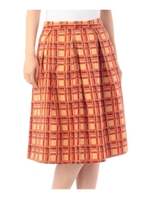 チェック柄ひざ丈スカート/ワインレッド(263)