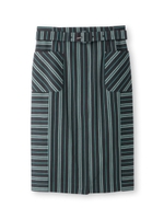 ベルト付ストライプタイトスカート/ダークブラウン(343)