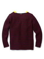 リップルボーダー長袖/ワインレッド(063)