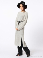 ロングスリットニットワンピース/ライトグレー