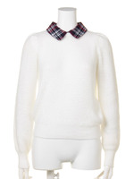 アゼドット襟ロングスリーブプルオーバー/オフホワイト